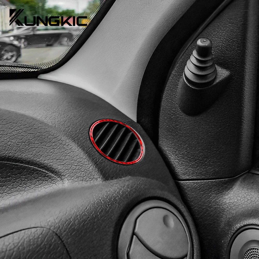 Real Soft Carbon Fiber Sticker For Fiat Panda 2003 2004 2005 2006 2007 2008 2009 2010 2011 LHD RHD Car Instrument Air Outlet
