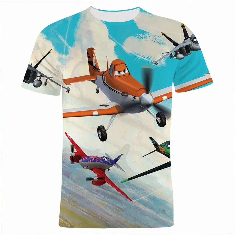 Camiseta con estampado 3D de aviones de película de dibujos animados de Disney para niño y niña, camiseta de moda de dibujos animados de Anime para mujer, ropa de manga corta para hombre 2024