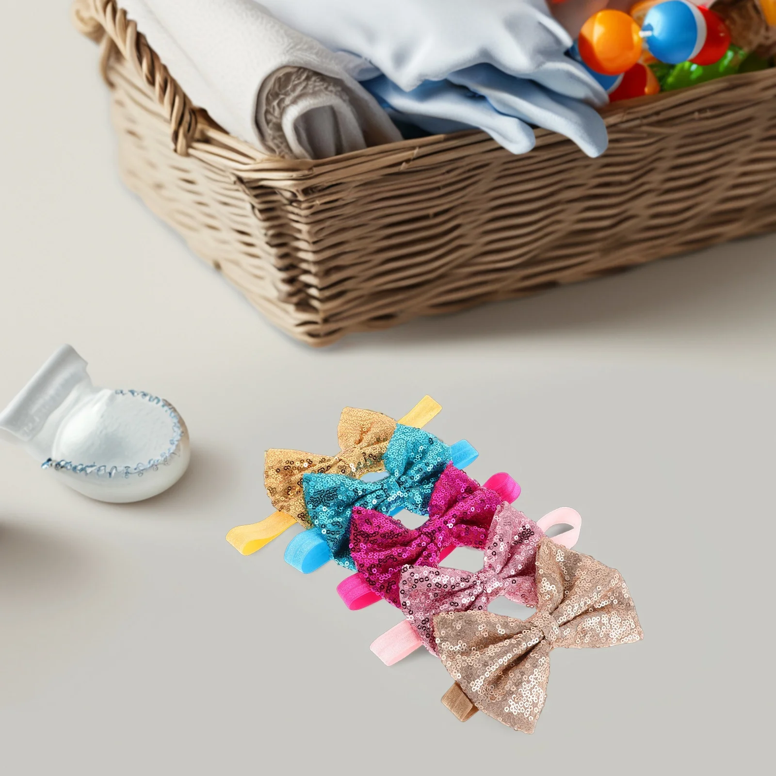 

15pcs Baby Infant Newborn Infant Toddler Headwear Bow Accessory Sequin Prop Organizer Newborn Headwear Accessory