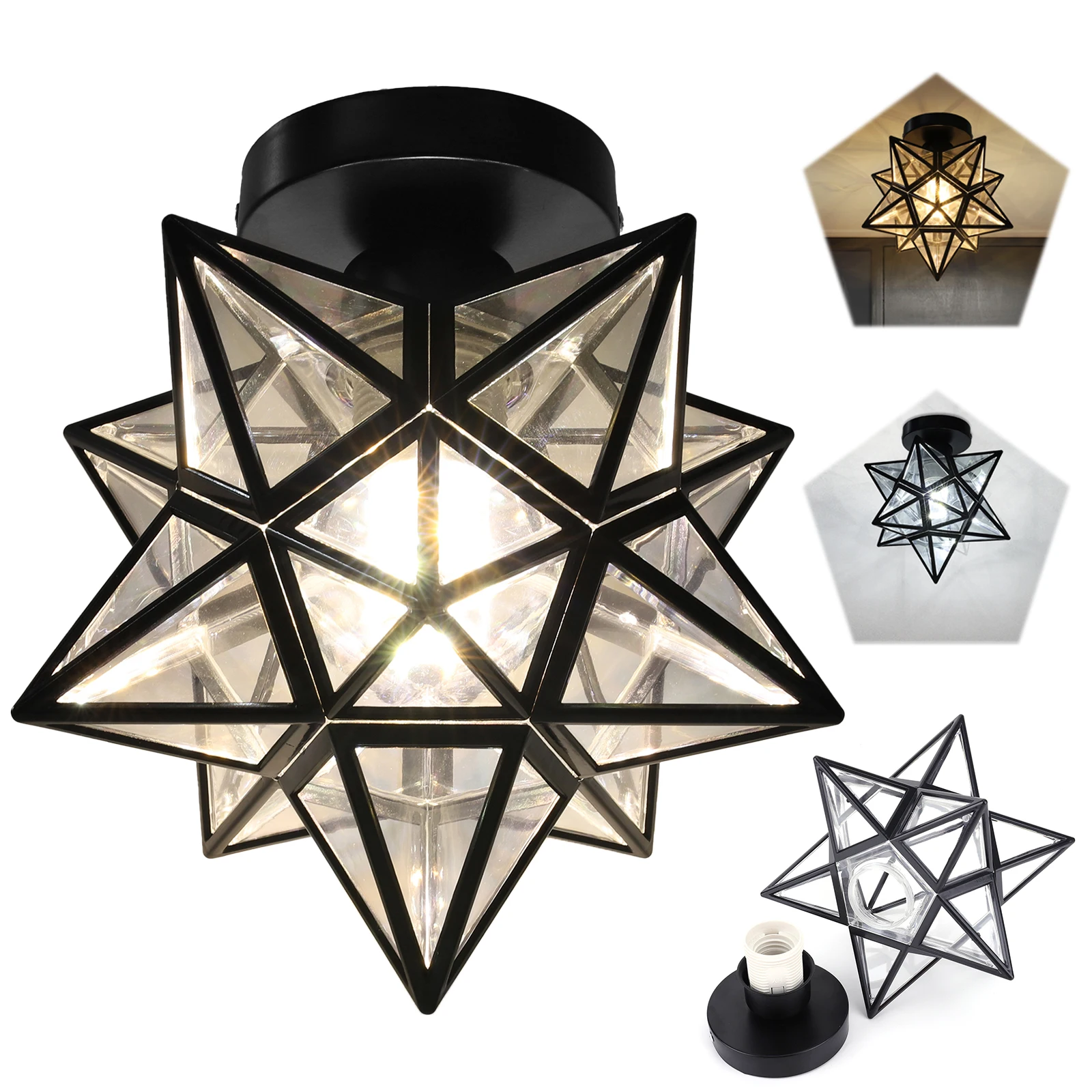 Modern Moravian Star Ceiling Light Pentagram Corridor Aisle Light Flush Mount Moravian Star Light Dining Room Kitchen Lamp Decor