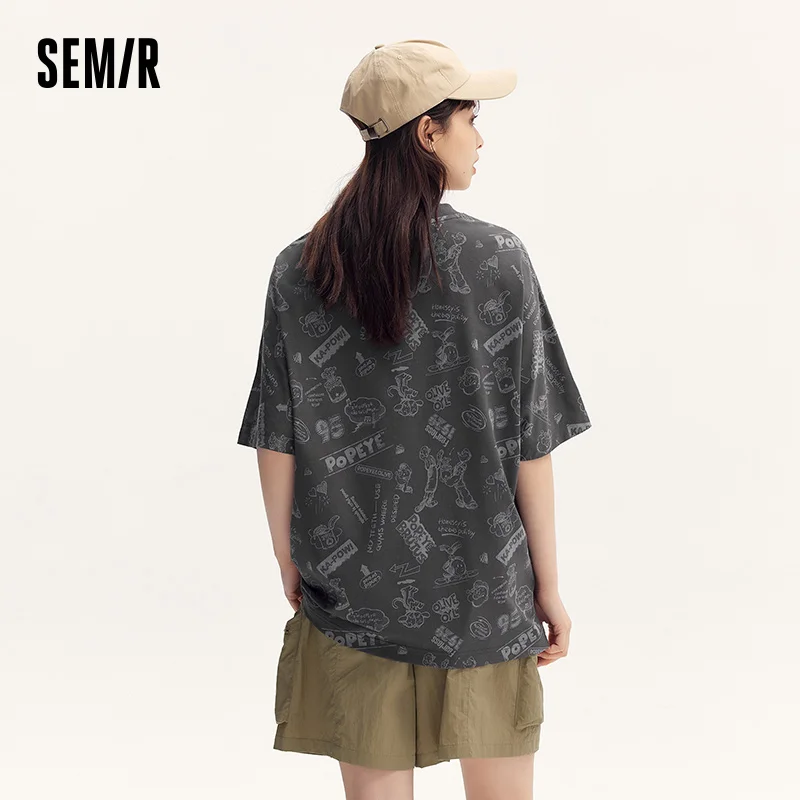 Semir Short Sleeve T-Shirt Women Popeye Co-branded 2024 New Version Oversize Summer Outfit