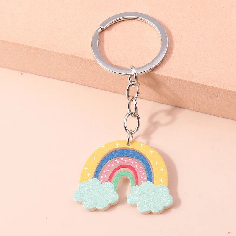 New Colorful Rainbow Keychains for Car Key Souvenir Gift for Women Men DIY Handbag Pendants Hanging Key Ring Jewelry Accessories view 4