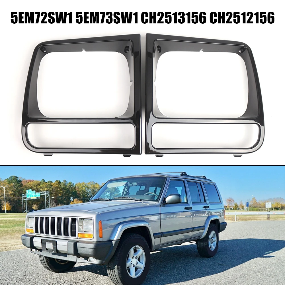 

Car Headlamp Headlight Bezel For Jeep For Cherokee 1997-2001 5EM72SW1 5EM73SW1 ABS Glossy Black Exterior Accessories