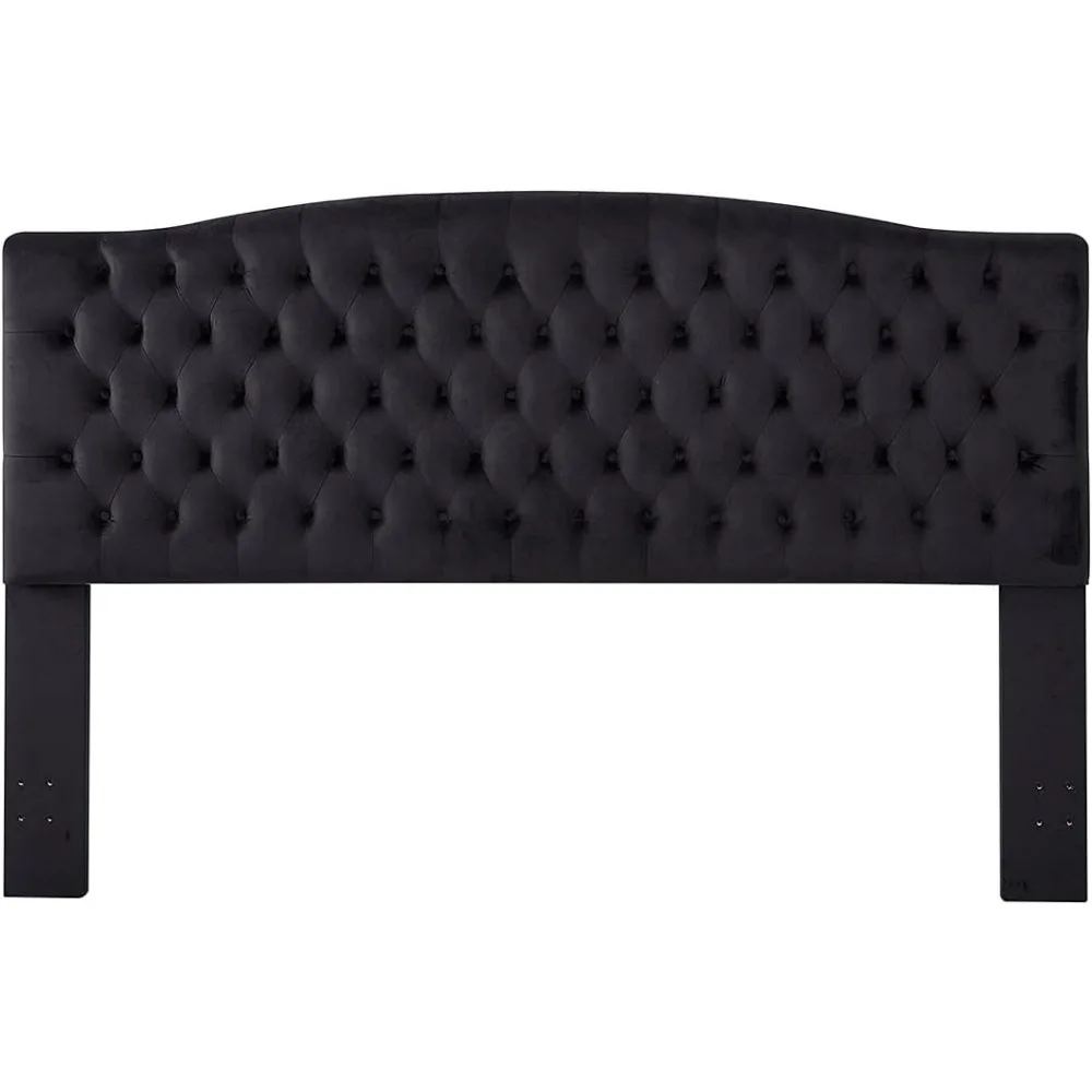 Velvet Upholstered Tufted Button King Headboard and comfortable fashional padded King/California King Size headboard- Black