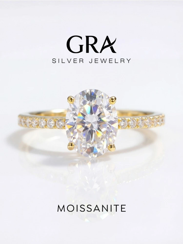 GRA 1 Karat echter ovaler Moissanit-Diamantring für Damen, 925er Sterlingsilber, Jubiläumsfeier, wunderschöner, hochwertiger, edler Schmuck