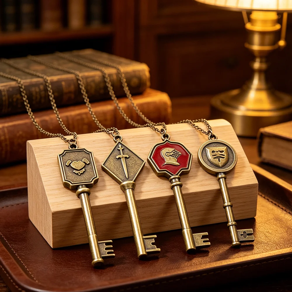 4pcs Resident Evil-style pendant necklaces, vintage handmade pendants, collectible gift for male and female fans