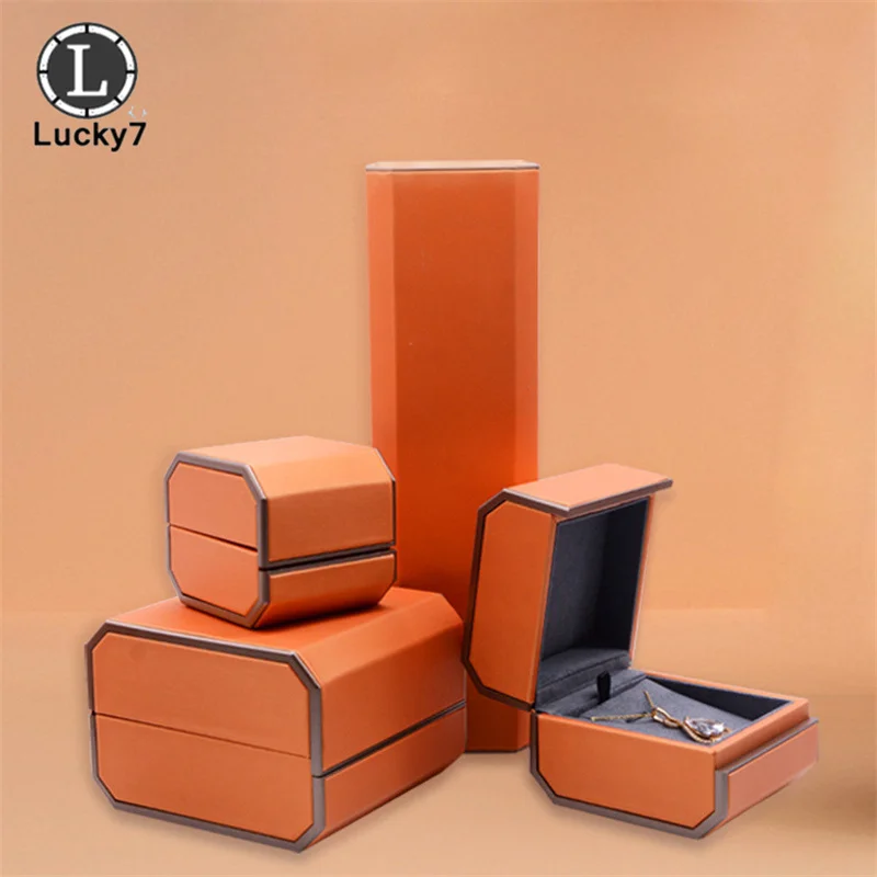 

Orange Octagonal Magnetic Jewelry Box Pendant Bracelet Box Set Box For Jewelry Packaging Jewelry Organizer Storage