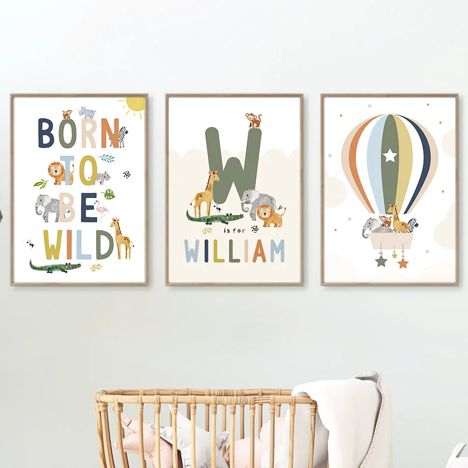 التمساح بالون الأسد الفيل الزرافة الشمال الملصقات والمطبوعات الحضانة الرسم على لوحات القماش الجدارية صور الطفل غرفة الاطفال ديكور #2