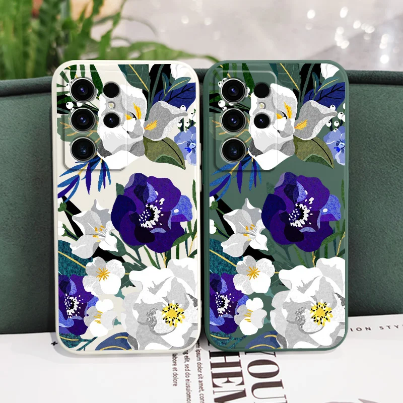 Purple Iris Phone Case For Samsung Galaxy S24 S23 S22 S21 S20 S10 S10E S9 Ultra Plus FE Note 20 Ultra 10 9 Plus Cover