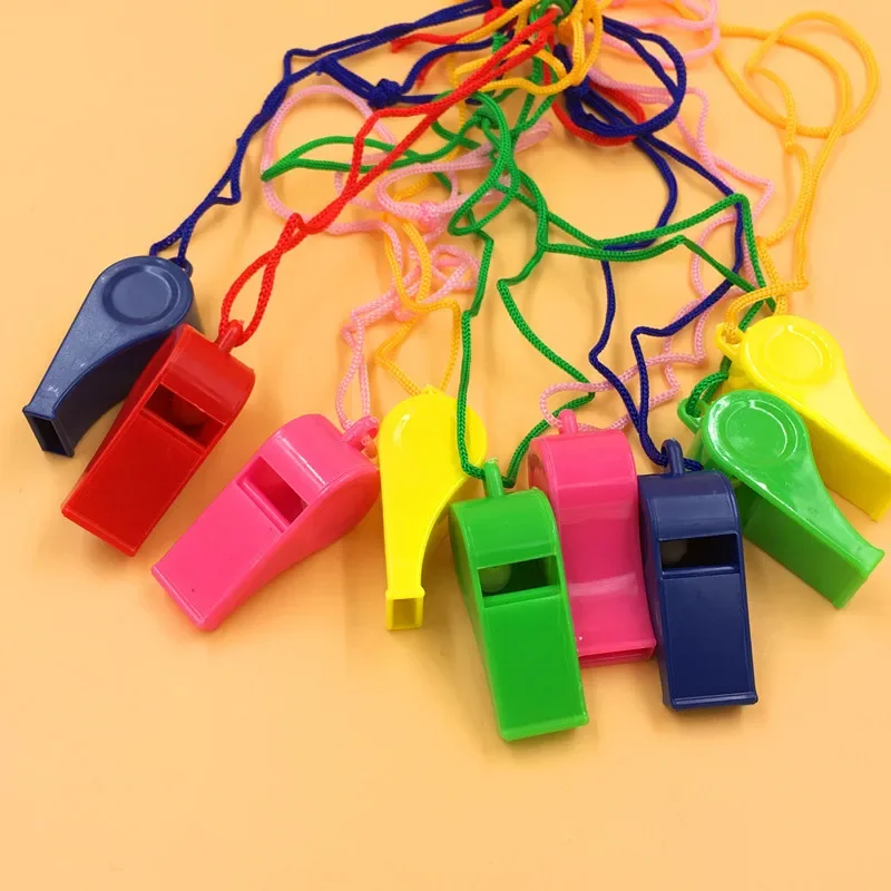 50PCS  Sports equipment, plastic whistle, children's toys, colorful cheering, cheering, referee whistle, fans