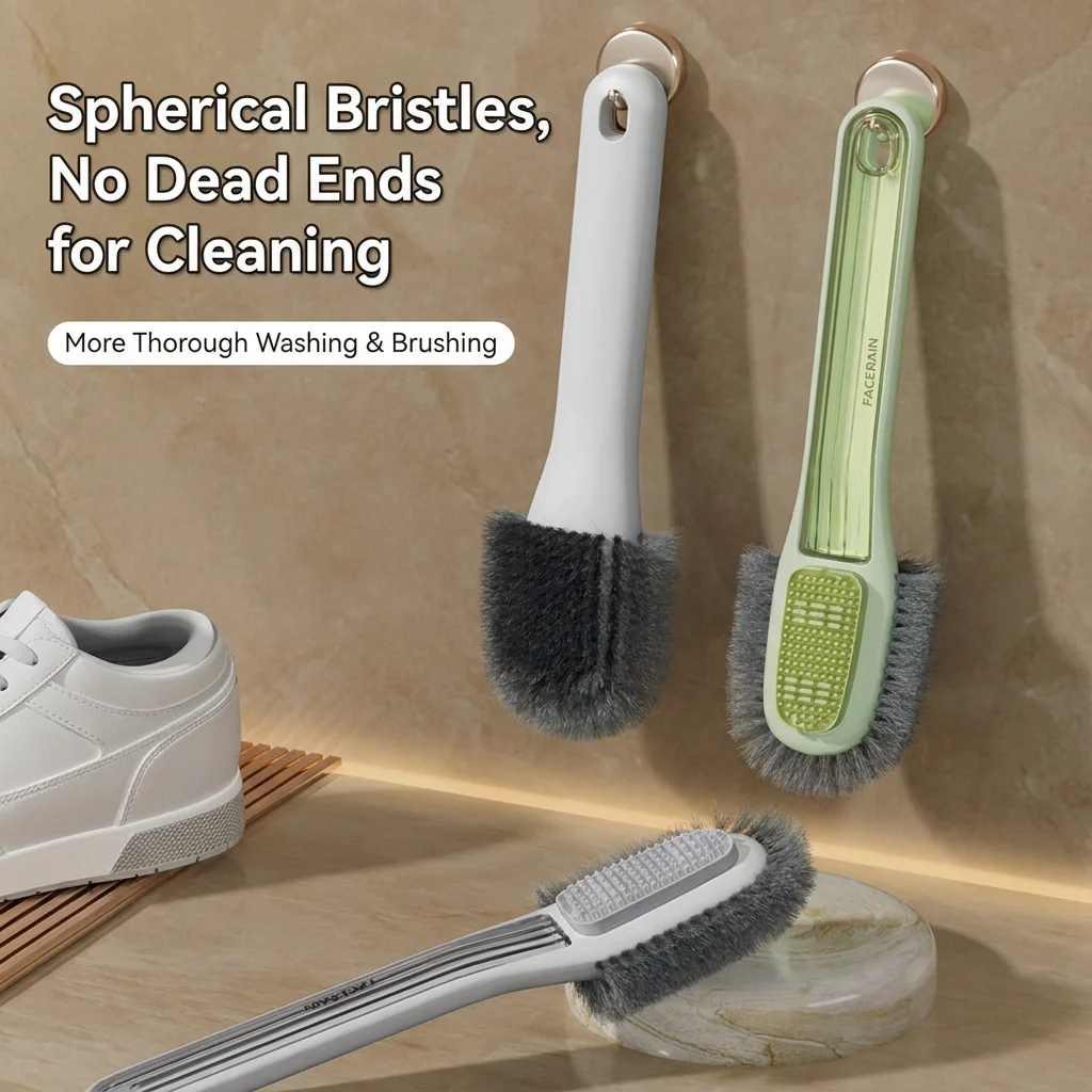 Spherical shoe brush multifunctional double-sided no dead angle shoe washing brush household shoe brush silicone hard soft fur