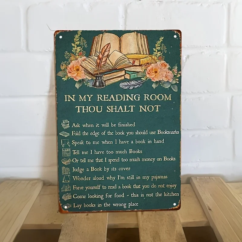 Poster Librarian in my reading room Vertical Poster, Iron Sign - Pre-drilled, Weatherproof Wall Decor for Home, Cafe, Bar, Ga