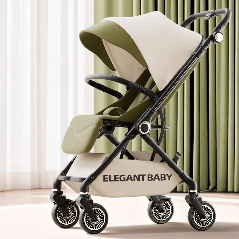 

Двусторонняя детская коляска с высоким обзором, может сидеть или лежать, коляски для новорожденных, простая складная легкая коляска, амортизирующие колеса