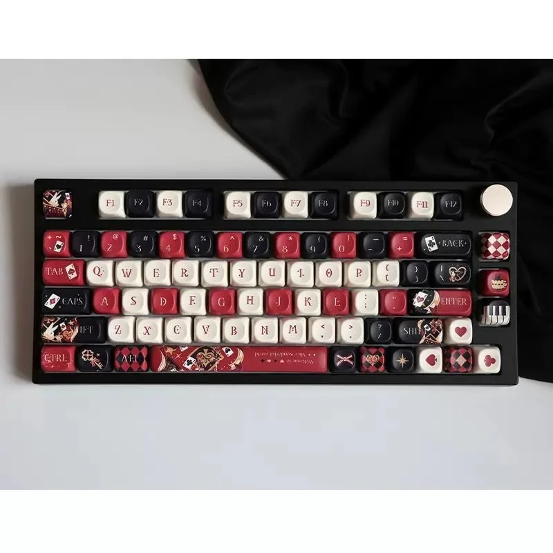 레트로 앨리스 키 캡 138 키 테마 키 캡 멋진 PBT 키 캡 MX 스위치 용 Chreey Keycap 승화 기계식 키보드 캡