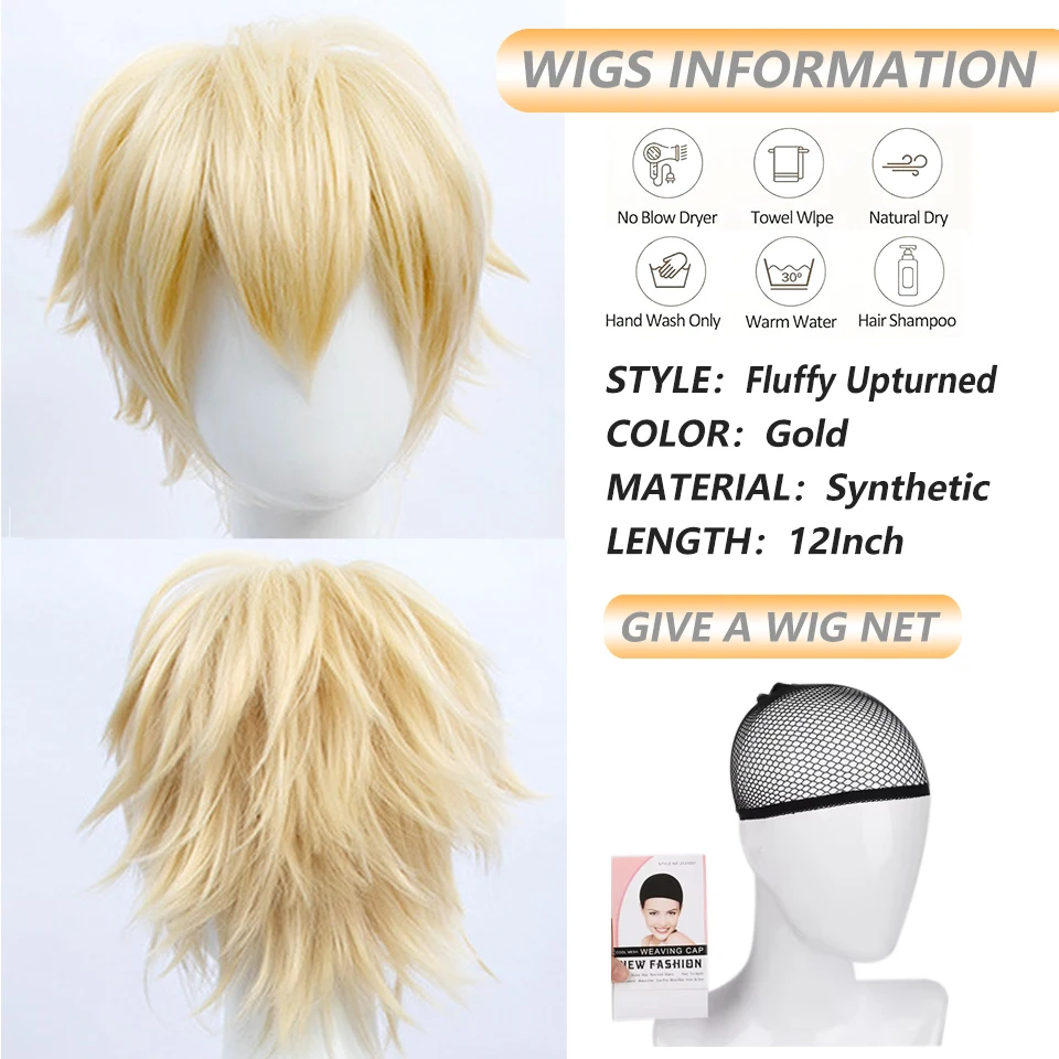 Men Women Synthetic Cosplay Wigs Short Straight Hair Upturned Anime Wig Red White Pink Gray Blue Yellow Brown Heat Resistance