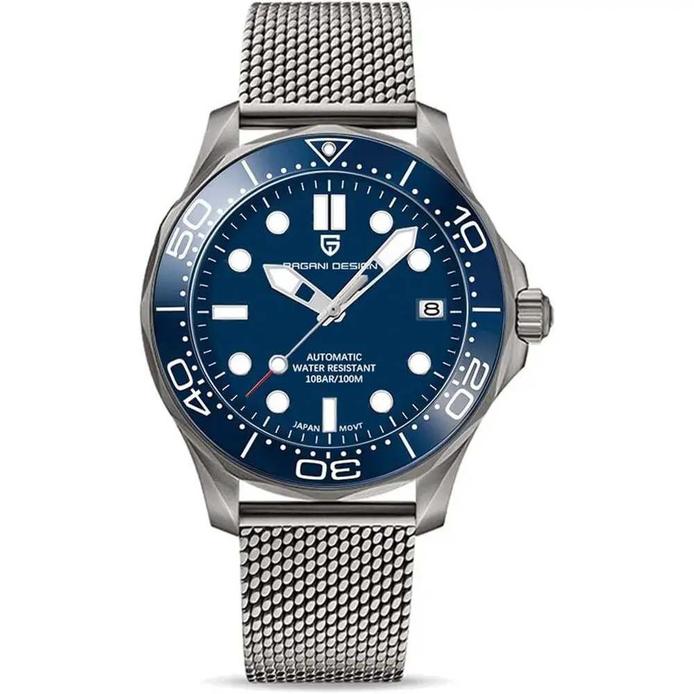 

Мужские автоматические часы RollsTimi Design 1667 с японским механизмом, вращающимся безелем, из нержавеющей стали, водонепроницаемые, с автоподзаводом