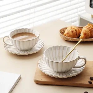 1 Set 230 ml Vintage Keramik Kaffeetasse und Schwungschüssel Set Tee Tasse zum Frühstück Nachmittag 10 Hauptverkäufe von Xicaras und Pires - №7