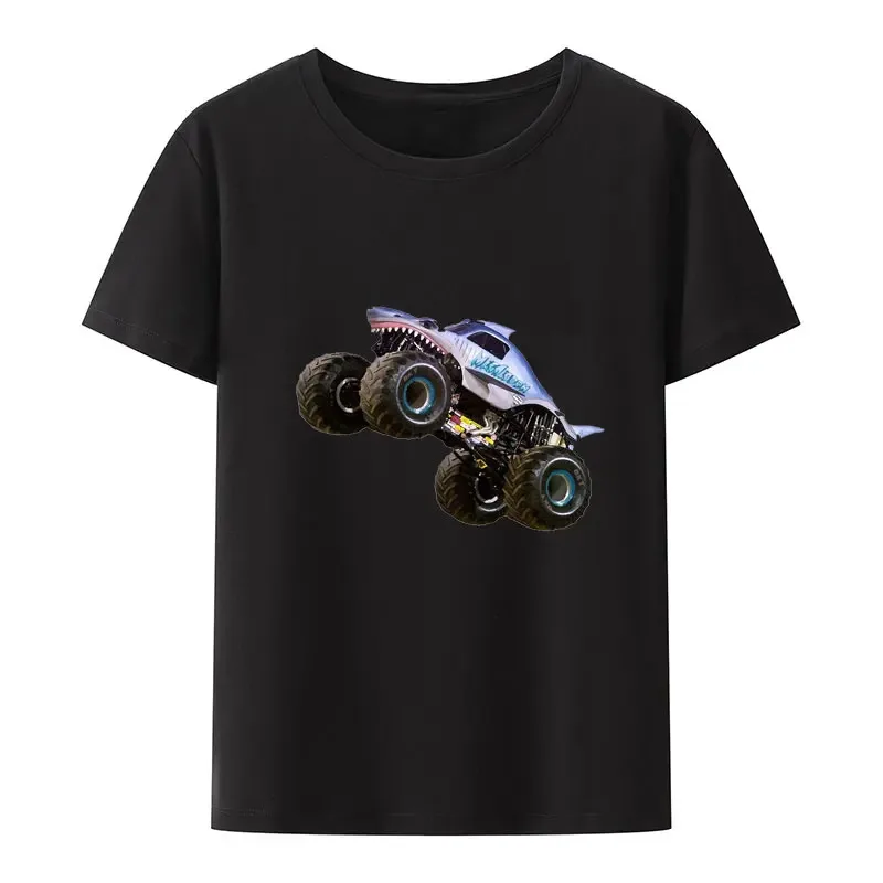 Monster Jam Megalodon Truck Cotton T-Shirt Man Y2k Clothes Cool Loose Camisetas Men Women Hip-hop Street Fashion Style Print Tee