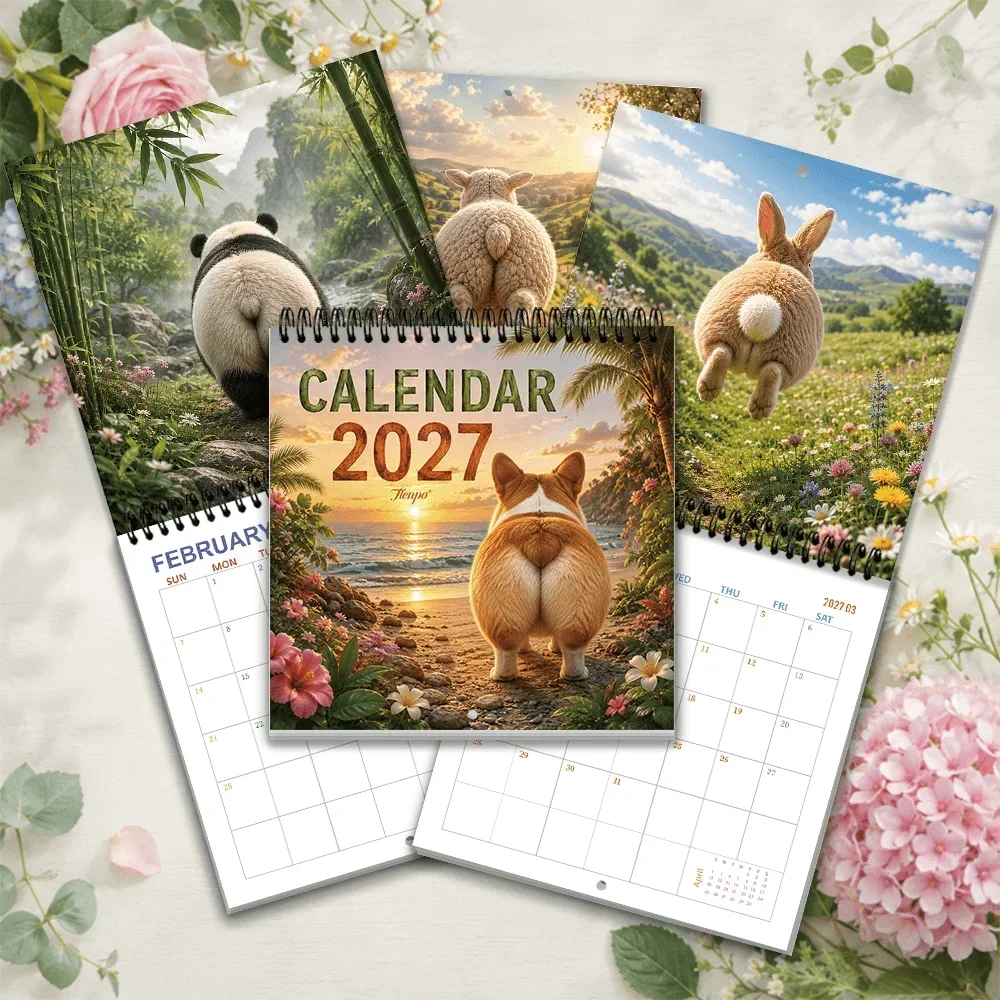 1pc 2027 Quirky Animal Background Wall Calendar, 12-Month Monthly Planner, Perfect Gift for Back-to-School, Christmas, New Year