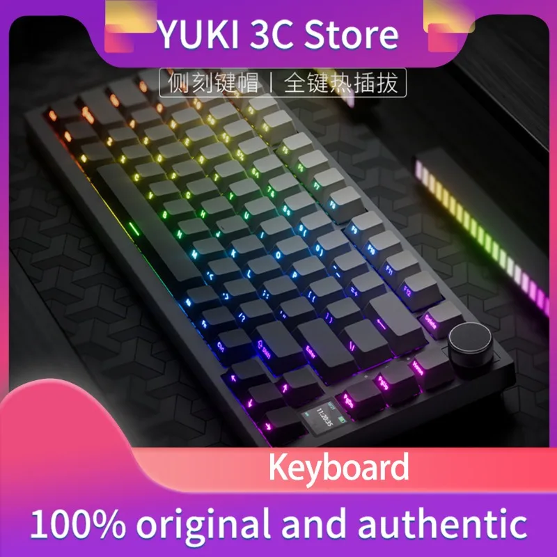 AJAZZ AK820 75Layout 81Keys Mechanical Keyboard USB Wired RGB Gasket Custom Hot-Swap TFT Screen Multimedia Knob Game Gift