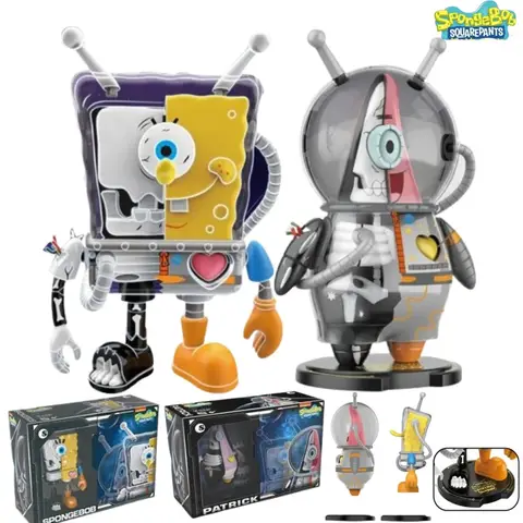 Figuras de acción de SpongeBob SquarePants de dibujos animados auténticos, figuras de acción de Patrick Star A Space Odyssey, juguetes para niños, regalos de cumpleaños