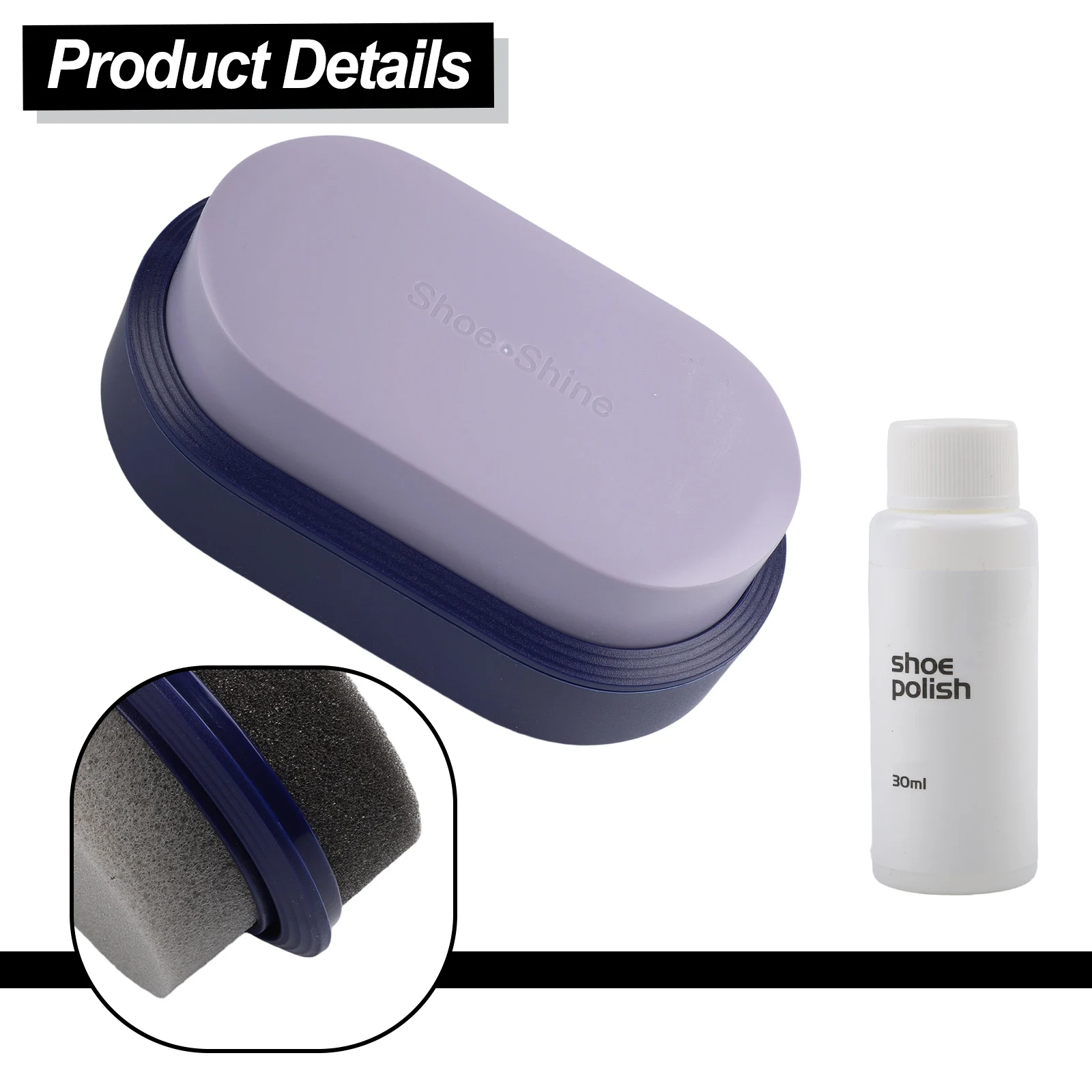 Dual sided sponge shoe polish cleaner with refill for leather shoes and other leather goods for easy and safe maintenance