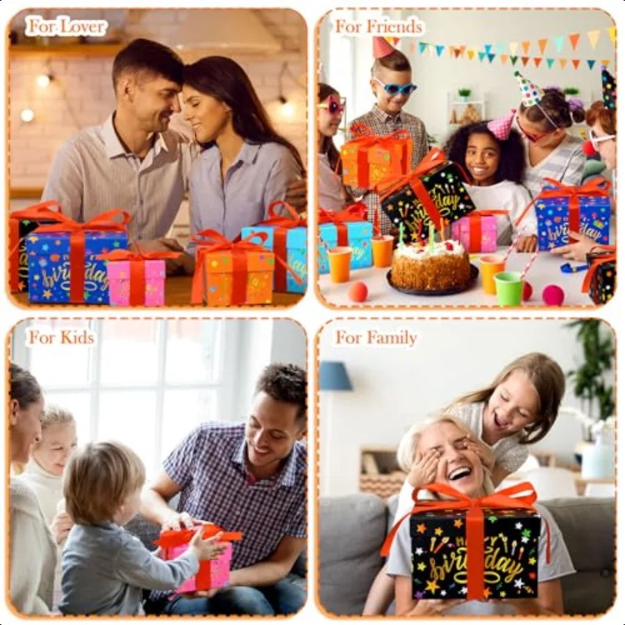 5 Pcs Birthday Gift Boxes Square Nesting Boxes 5 Assorted Sizes