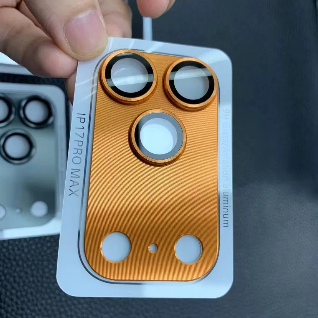 لون سبائك الألومنيوم حامي العدسة آيفون 17 برو ماكس البرتقال كاميرا معدنية غطاء الزجاج المقسى آيفون 17 برو غطاء حلقة العدسة #4