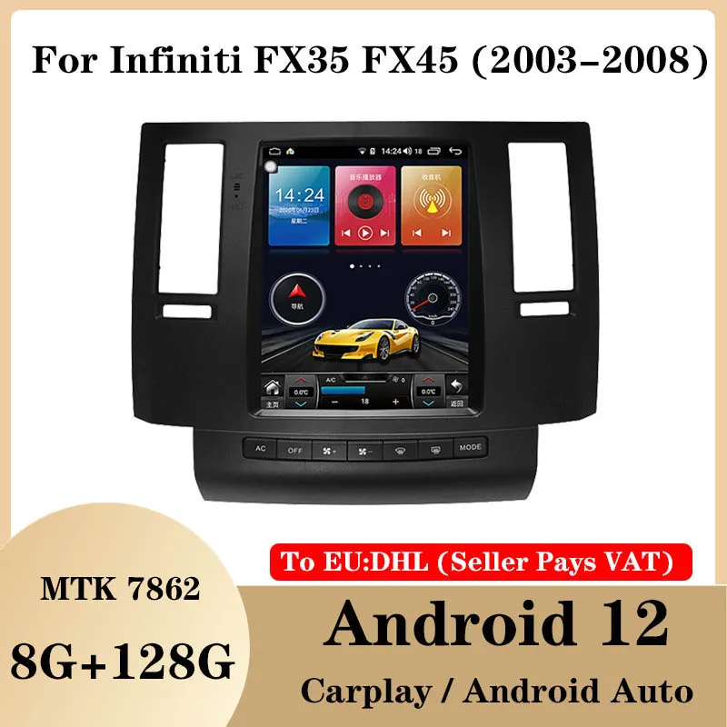 

10.4inch Android 12 For Infiniti FX FX35 F45 2003-2008 Car Radio Automotive Multimedia Carplay Auto Bluetooth 4G GPS Navigation