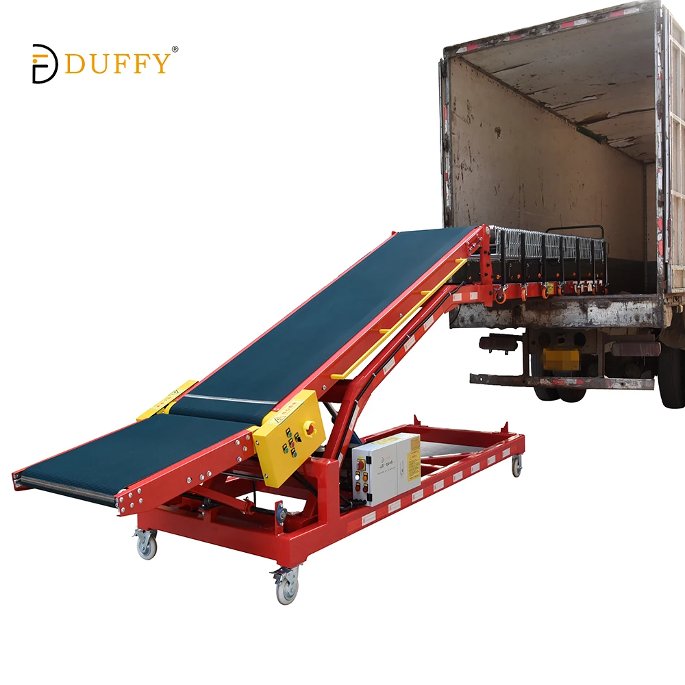 800mm Wide Portable Movable Container Truck Belt Loading Unloading Conveyor, Flexible Roller Conveyor for Carton, Bag Transport