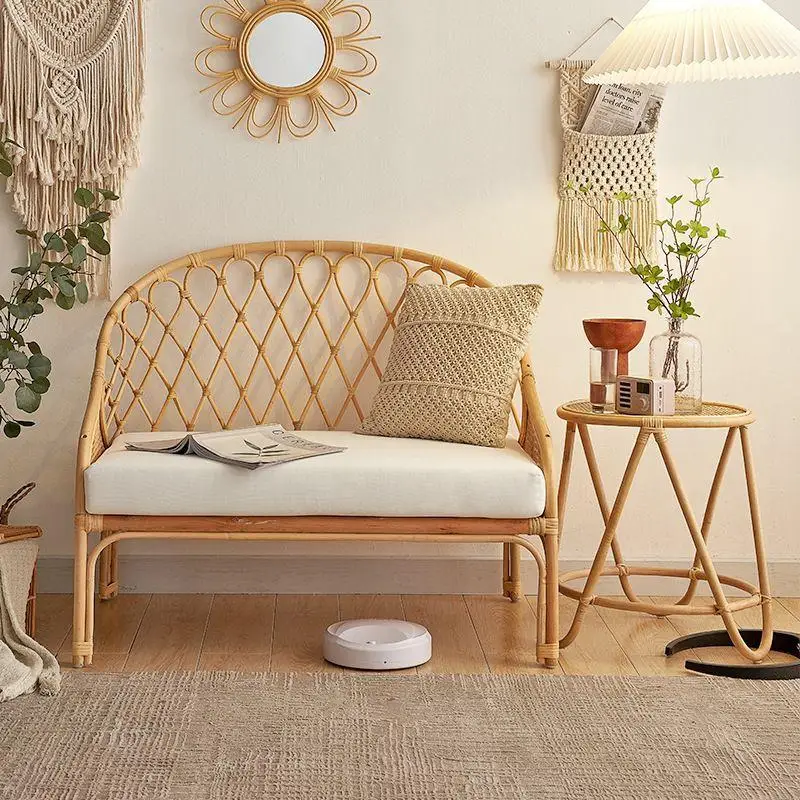 

Nordic natural rattan woven sofa living room B & B small sofa multi-functional variable bed children's room single rattan bed