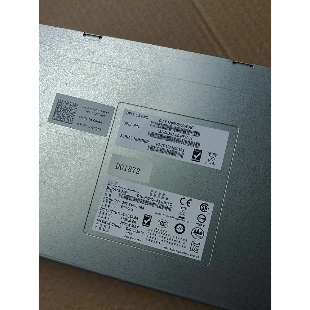 FORCE10 E Power Supply W526T D1U-H-2800-52-HB1LC 752-00297-0