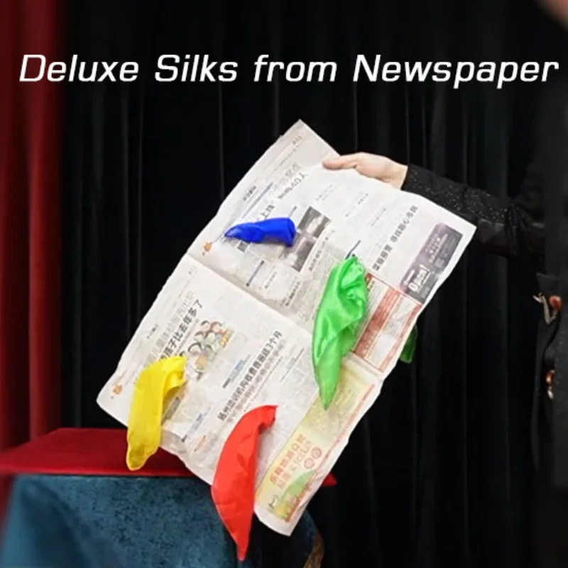 

Deluxe Silks from Newspaper Illusions Gimmick Magician Funny Pull Out Silks From Newspaper Appear Scarves Fun Stage Magic Tricks