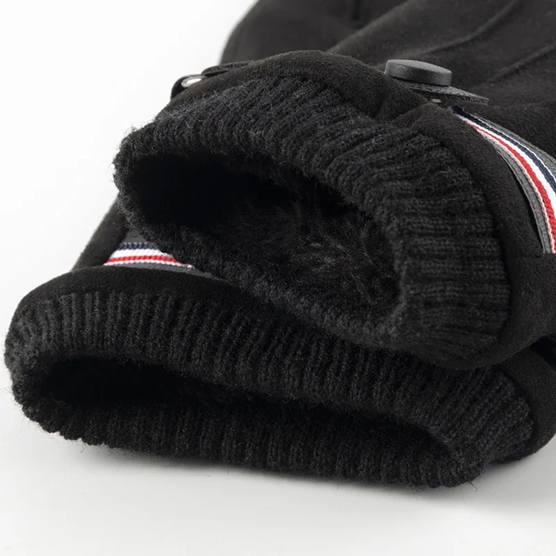 Winter Thick Velvet Cycling Warm Gloves for Men Outdoor Cycling Gloves Soft Touchscreen Suede Windproof Motorcycle Ski Gloves