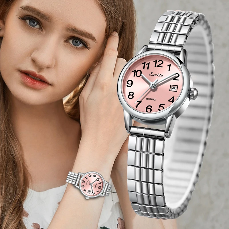 

LIGE 2026 Роскошные женские часы Элегантные модные кварцевые наручные часы SUNKTA 30 м Водонепроницаемые часы со стальным ремешком Женские подарки Reloj