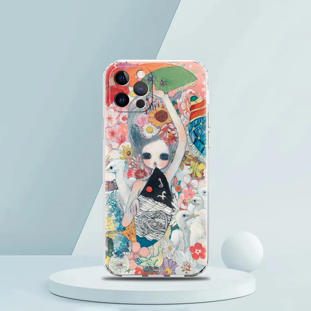 Aya Takano-funda de teléfono para iPhone, carcasa de TPU suave y transparente para iPhone 16, 15, 14, 13, 12 Pro Max, 11 Pro Max, 7, 8 Plus, XS, XR