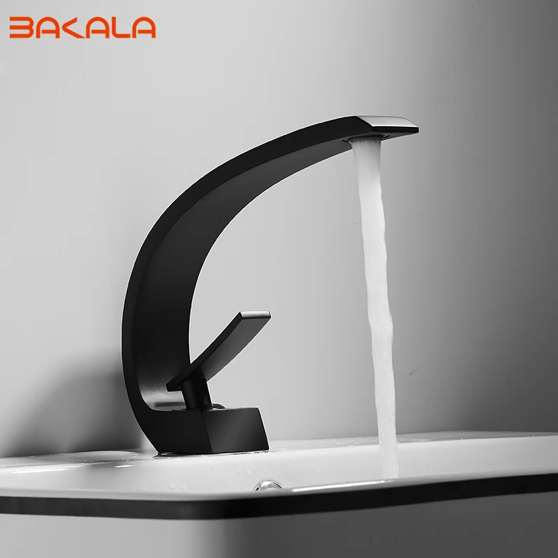 

BAKALA Black Antique Brass single handle waterfall faucet bathroom hot and cold Oil Rubbed Bronze basin Mixer Tap F-6101-R