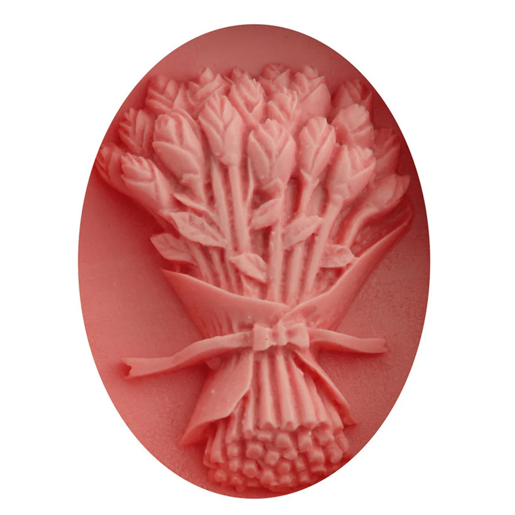 

Silicone Flower Bouquet Cake Mold Pink Food Grade Fondant Mousse Chocolate Dessert Tray Flexible Eco Friendly Flower Shape Mold