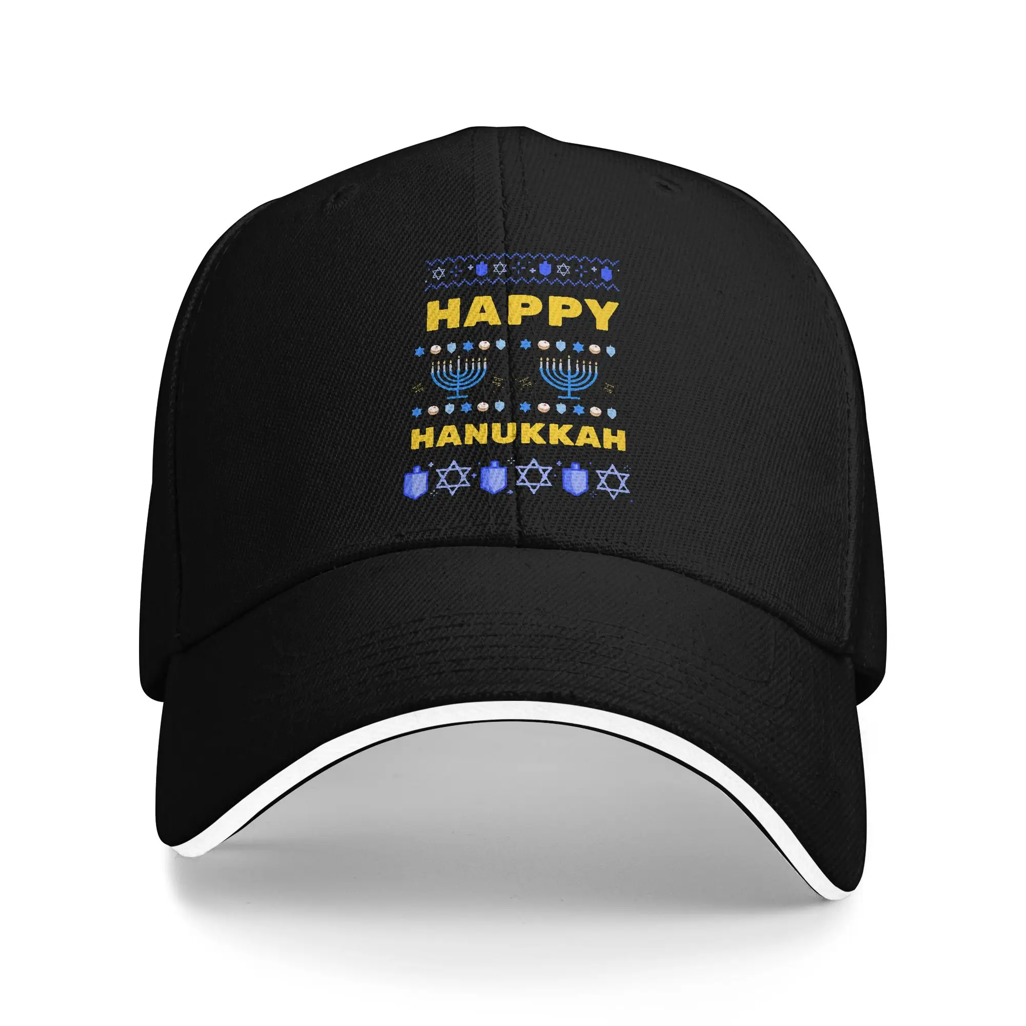 Hanukkah Menorah Candle Baseball Cap Hip Hop Chanukah Sandwich Hat Unisex Adjustable Headwear Outdoor