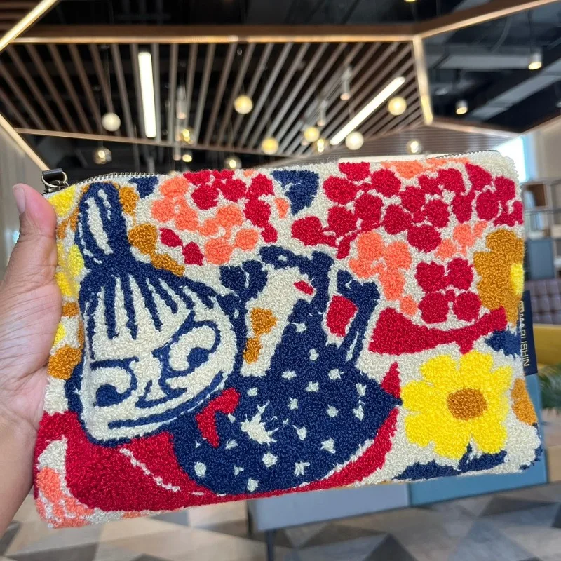 Kawaii Anime Moomins Series Embroidered Makeup Bag Cartoon Cute Character Little My Multi Functional Stationery Pencil Case