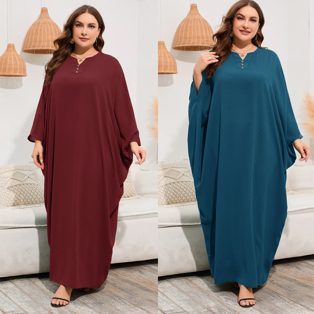 

Muslim Abayas For Women Dashiki Long Sleeve Maxi Loose Bat Sleeve Dubai Turkey Middle East Kaftan Robe African Elegant Dresses