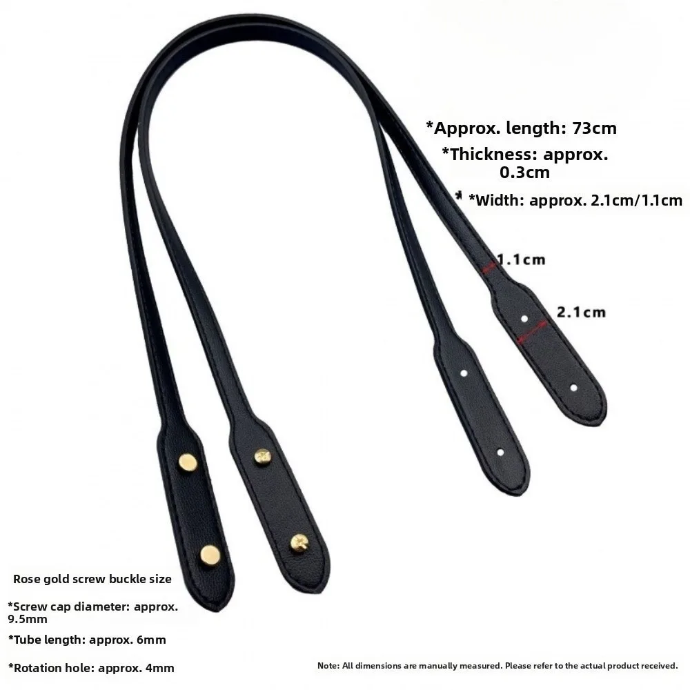 2pcs Practical 2pcs Bag Straps 73cm Length PU Leather Shoulder Bag Strap Detachable With Rivets Handle Strap Bag Replacement
