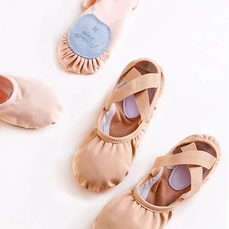 Zapatillas de Ballet de suela suave dividida para niños, zapatos elásticos profesionales de lona para niñas, zapatillas de baile para práctica de bailarina para adultos