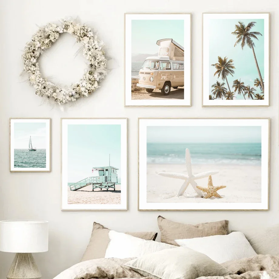 

Beach Surf Shell Starfish Coconut Tree Sailboat Wall Art Canvas Painting Nordic Posters And Prints Wall Pictures For Living Room