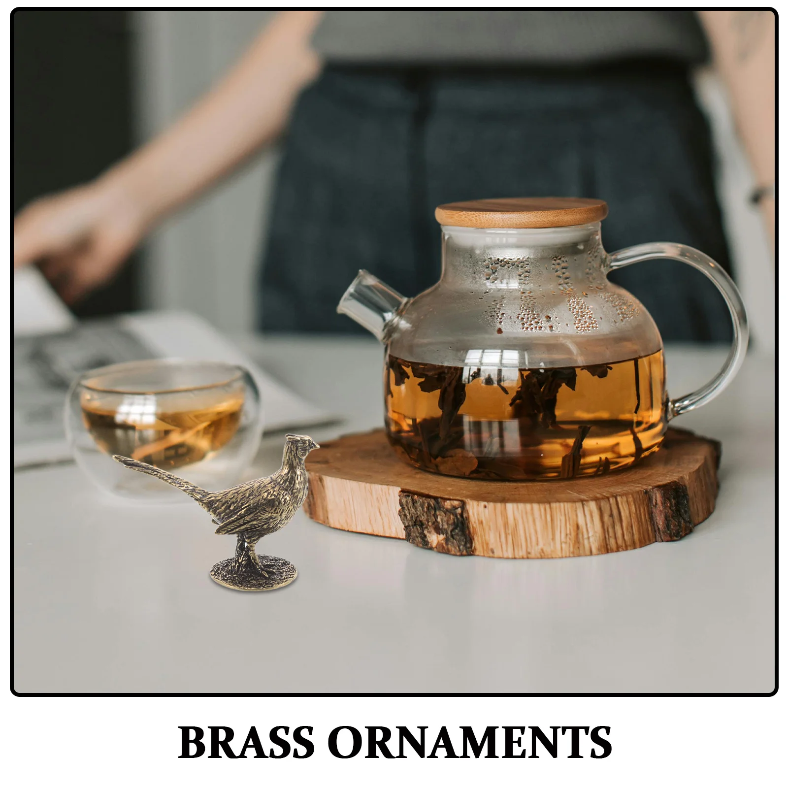 Brass Animal Realistic Pheasant Sculpture For Home Office Desk Decor Mini Landscape Layout Prop Feng Shui Ornament