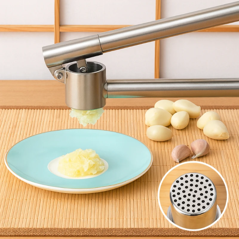 

Thickened Stainless Steel Detachable Long Handled Manual Garlic Press Ginger Tool for Household Kitchen