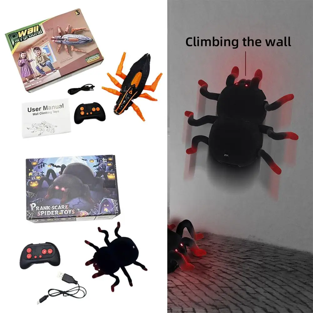 Remote Control Wall Climbing Spider Toy Realistic RC Wall Climber Animal Prank Trick Toy For Kids Halloween Christmas Gift