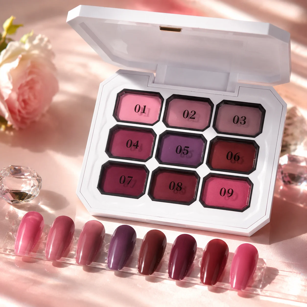9-color Solid Gradient High-Saturation Blush Nail Polish, French Manicure Gel, Suitable For Nail Technicians And Beginners.