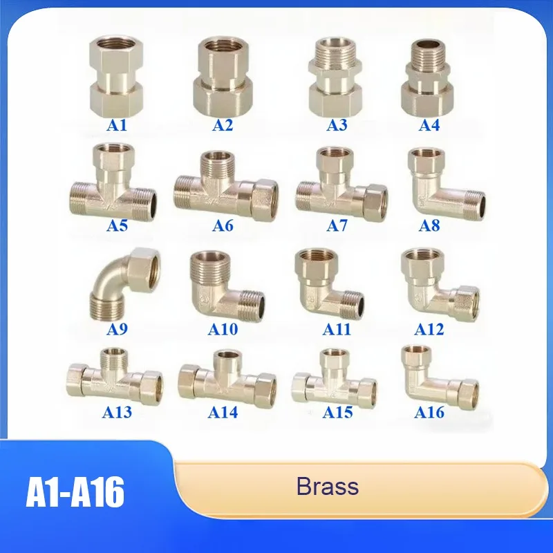 

3/4" to 1/2" Solid Brass Electroplated Union - Tee, Elbow, Straight Adapter for Water Heater Inlet Pipe