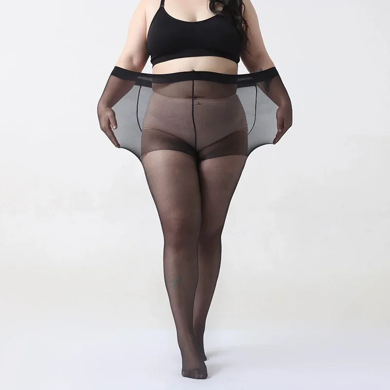 

15D Ultra-thin High Elastic Tights XXXL Plus Size Women See Through Silky Pantyhose Lady Summer Anti-hook Transparent Underwear